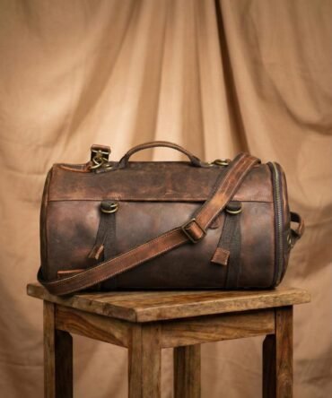 Brown Leather Duffle Bag