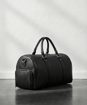 Black Leather Duffle Bag