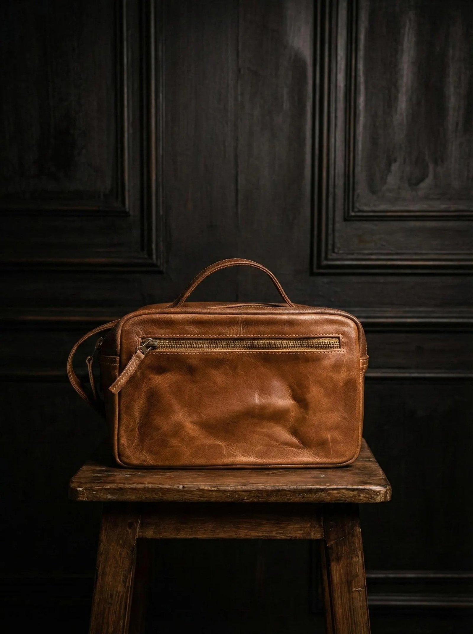 Personalized Leather Toiletry Bag