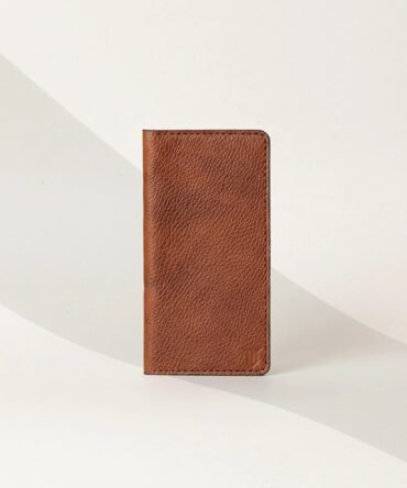 Handmade Long Leather Wallet for Men Slim Vertical Bifold Wallet