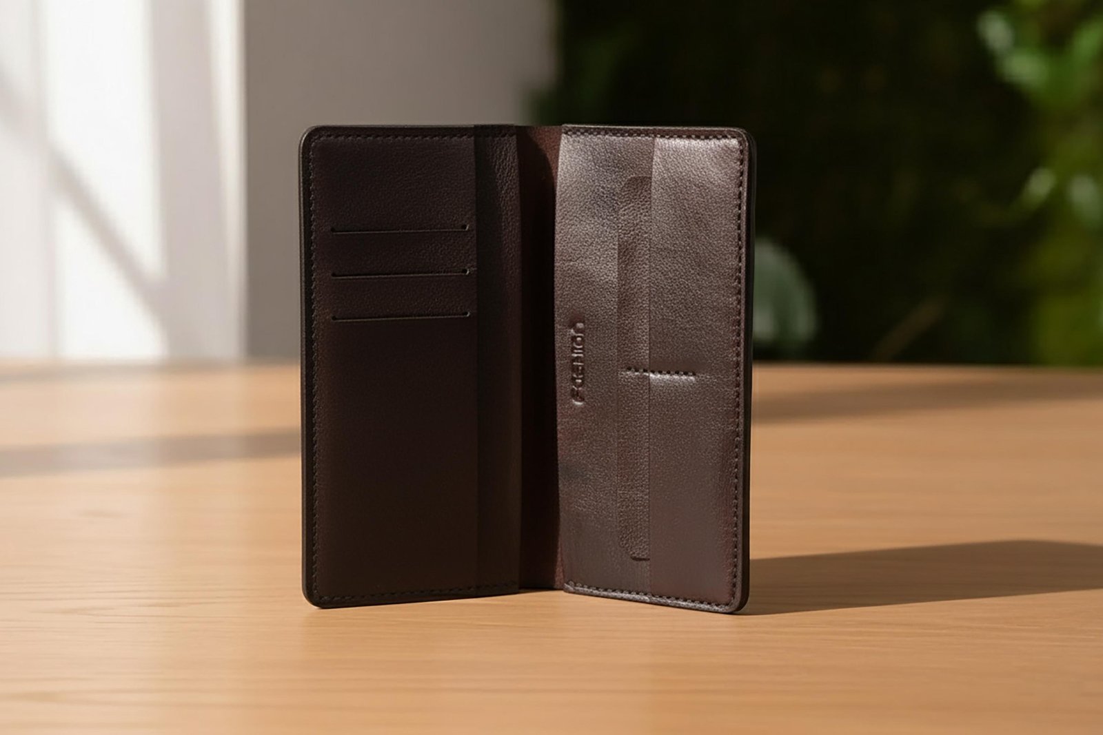 Leather Wallet for Men Dark brown handmade Minimalist Bifold Wallet - Image 2