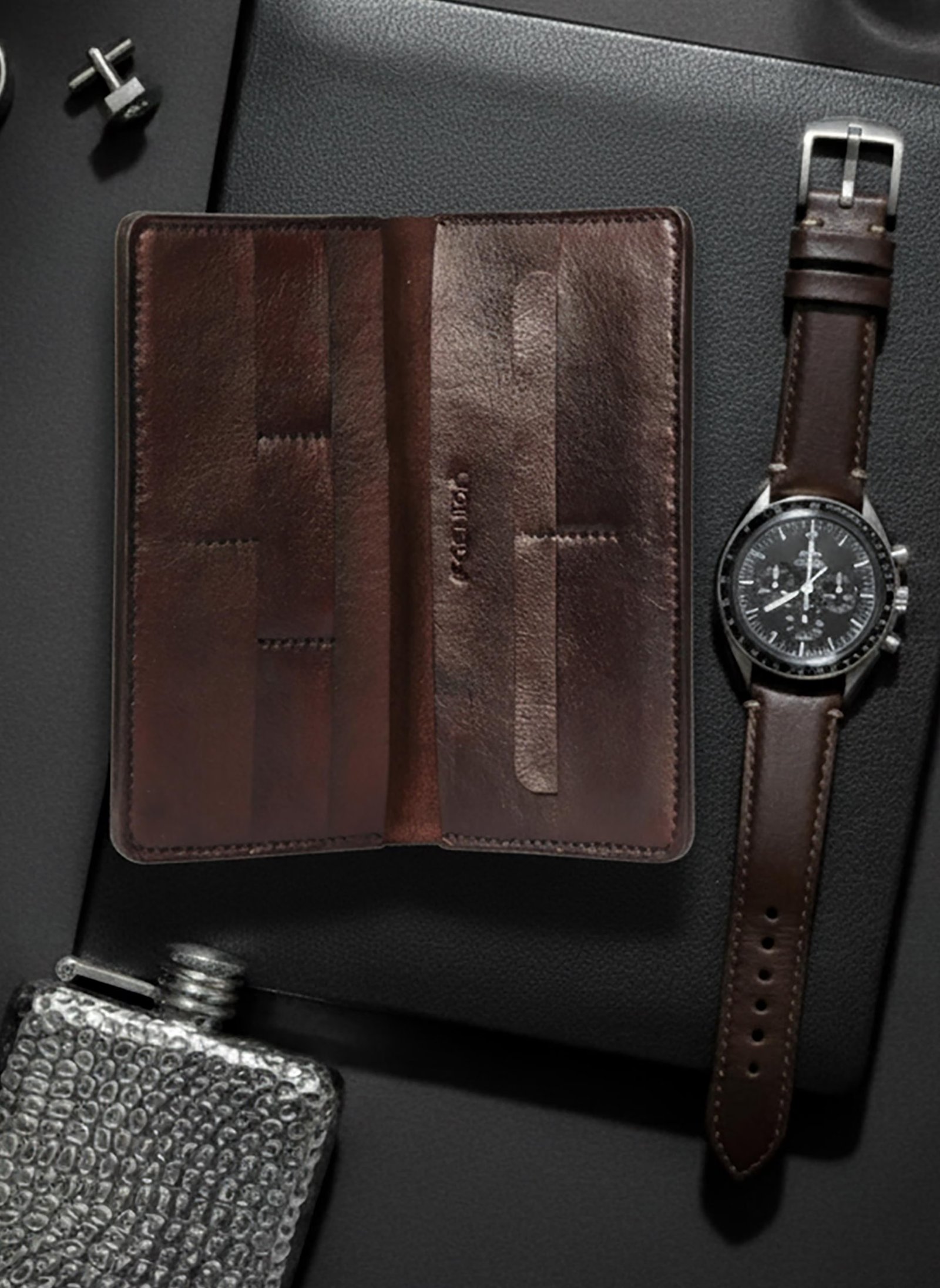 Leather Wallet for Men Dark brown handmade Minimalist Bifold Wallet - Image 4