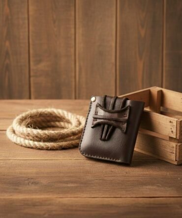 Leather Wallet for Men Handmade Minimalist Rugged Brown Wallet