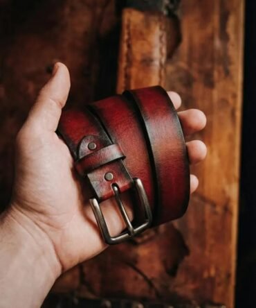 Men's Leather Belt The Crimson Heritage Belt Handmade Leather Belt