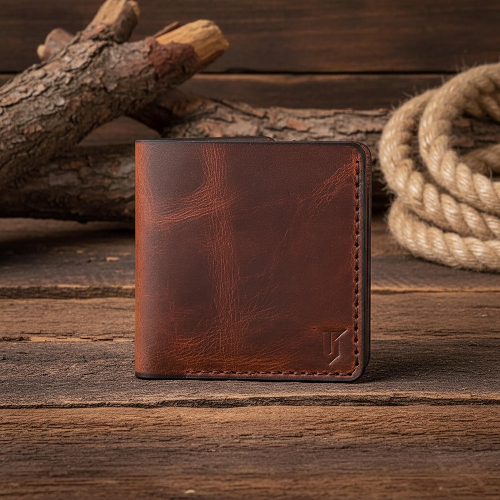 Minimalist Leather Wallet for Men Classic Bifold brown Wallet