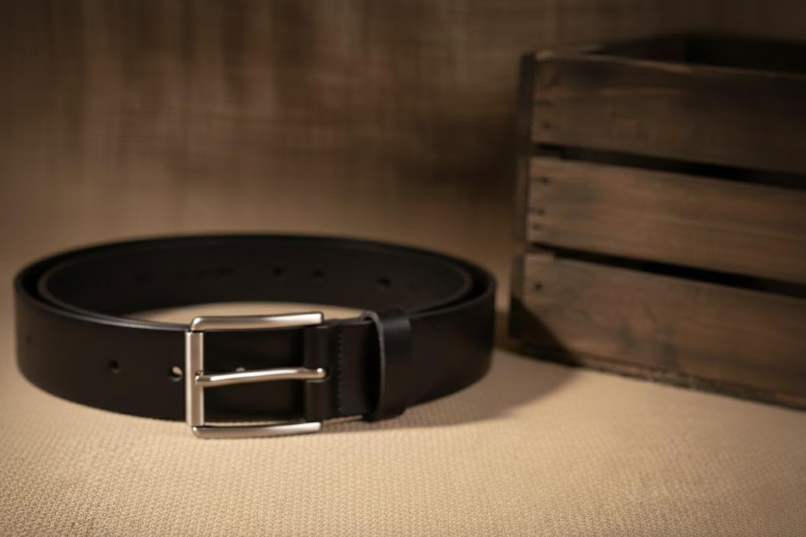 Mens Black Leather Belt The Midnight Belt with Silver Buckle Calfskin - Image 4